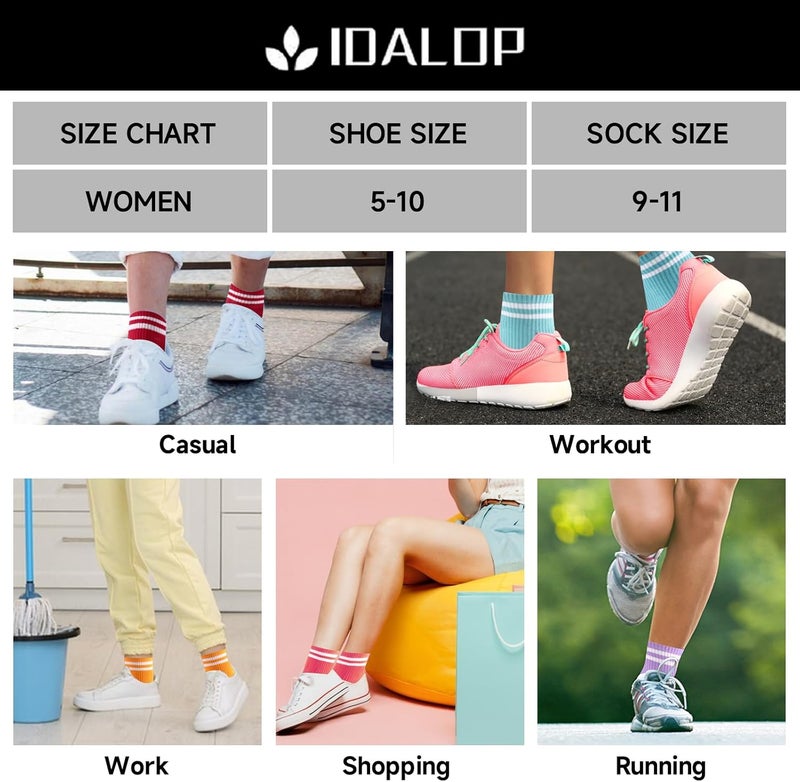 IDALOP 20 Pairs Women‘s Colorful Athletic Crew Socks Casual Soft Lightweight Quarter - Image 4